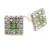 Kristall Ohrstecker "Crystal / Lemongreen" 16 Kristalle Bling 4-eck viereck 8mm (2 Stück)