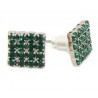 Kristall Ohrstecker "Green" 16 Kristalle Bling 4-eck viereck 8mm (2 Stück)