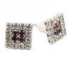 Kristall Ohrstecker "Crystal / Purple" 16 Kristalle Bling 4-eck viereck 8mm (2 Stück)