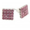 Kristall Ohrstecker "Pink" 16 Kristalle Bling 4-eck viereck 8mm (2 Stück)