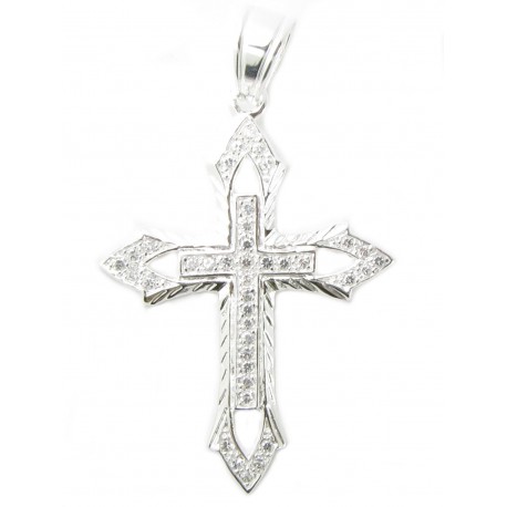 925 Silber Kreuz "50 CENT XXL" Zirkonia Rhodiniert