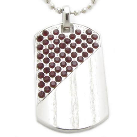 PLAYAZ Dog Tag "Ruby Red" Kristall mit Kette