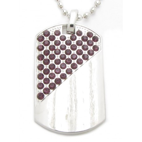 PLAYAZ Dog Tag "Puple" Kristall mit Kette