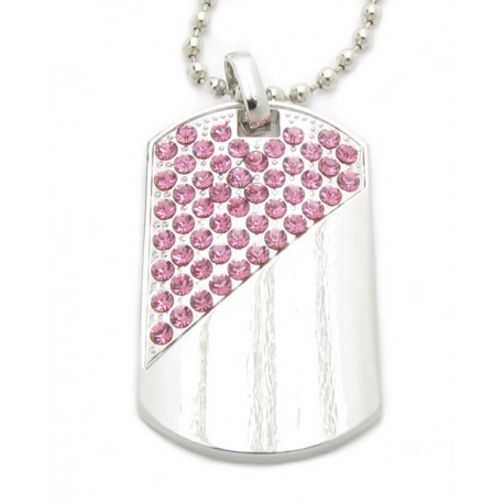 PLAYAZ Dog Tag "Pink" Kristall mit Kette