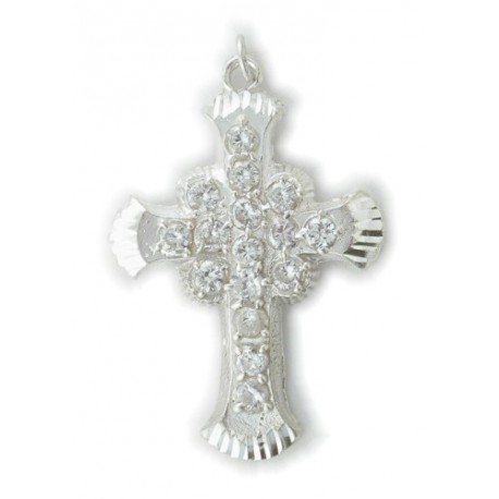 925 Silber Kreuz "Ja Rule" Zirkonia Rhodiniert
