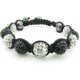 Shamballa Armband "Black & White" von PLAYAZ mit echten Kristallen besetzt