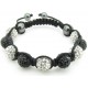 Shamballa Armband "Black & White" von PLAYAZ mit echten Kristallen besetzt