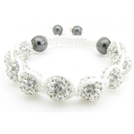 Shamballa Armband "Pure White" von PLAYAZ mit echten Kristallen besetzt