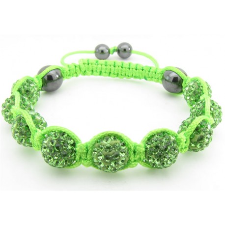 Shamballa Armband "Lime Green" von PLAYAZ mit echten Kristallen besetzt