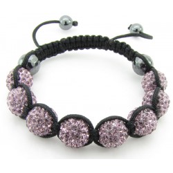 Shamballa Armband "Pink & Black" von PLAYAZ mit echten Kristallen besetzt