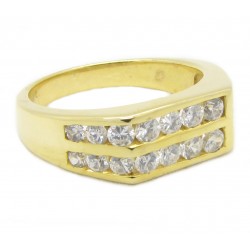 925 Silber Ring "Edge" Zirkonia vergoldet (24 Karat)