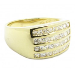 925 Silber Ring "Phat Bling" Zirkonia vergoldet (24 Karat)