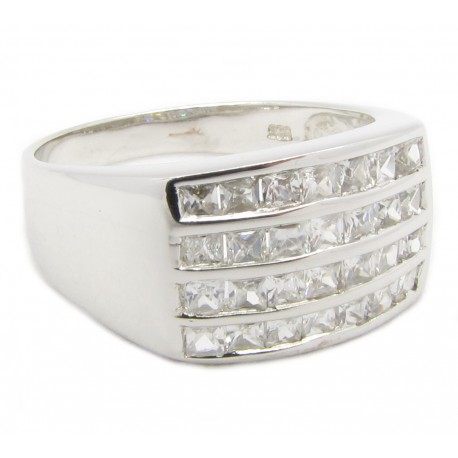 925 Silber Ring "Phat Bling" Zirkonia rhodiniert