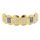 Bling Hip Hop Grillz "TOP GOLD ROYAL BLUE" von PLAYAZ, Kristall, vergoldet