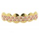 Bling Hip Hop Grillz "TOP SQUARE PINK SPLIT GOLD" von PLAYAZ, Kristall, vergoldet