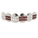 Bling Hip Hop Grillz "TOP SQUARE RED SPLIT PLATINUM" von PLAYAZ, Kristall, rhodiniert