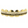 Bling Hip Hop Grillz "TOP SQUARE BLACK LINE GOLD" von PLAYAZ, Kristall, vergoldet