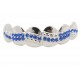 Bling Hip Hop Grillz "TOP WAVE SIMPLE BLUE PLATINUM" von PLAYAZ, Kristall, rhodiniert