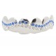 Bling Hip Hop Grillz "TOP WAVE BLUE CRYSTAL PLATINUM" von PLAYAZ, Kristall, rhodiniert