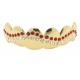 Bling Hip Hop Grillz "TOP WAVE RED CRYSTAL GOLD" von PLAYAZ, Kristall, vergoldet