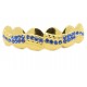 Bling Hip Hop Grillz "TOP WAVE SIMPLE BLUE GOLD" von PLAYAZ, Kristall, vergoldet