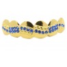 Bling Hip Hop Grillz "TOP WAVE SIMPLE BLUE GOLD" von PLAYAZ, Kristall, vergoldet