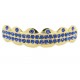 Bling Hip Hop Grillz "TOP SIMPLE BLAU GOLD" von PLAYAZ, Kristall, vergoldet