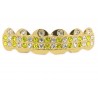 Bling Hip Hop Grillz "BOTTOM SIMPLE YELLOW SPLIT GOLD" von PLAYAZ, Kristall, vergoldet