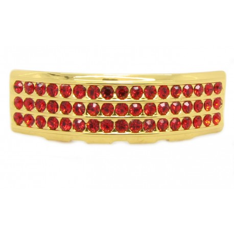 Bling Hip Hop Grillz "TOP TRIPPLE RED GOLD" von PLAYAZ, Kristall, vergoldet