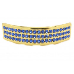 Bling Hip Hop Grillz "TOP TRIPPLE BLUE GOLD" von PLAYAZ, Kristall, vergoldet