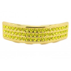 Bling Hip Hop Grillz "TOP TRIPPLE YELLOW GOLD" von PLAYAZ, Kristall, vergoldet