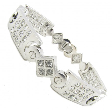 Bling Hip Hop Armband "CHINGY" von PLAYAZ mit echten Kristallen besetzt Platinum