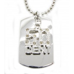 PLAYAZ Dog Tag "50 CENT BLING" Kristall mit Kette