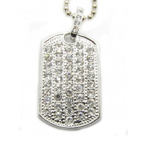 PLAYAZ Dog Tag "FULLY BLING" Kristall mit Kette