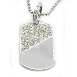 PLAYAZ Dog Tag "Crystal White" Kristall mit Kette