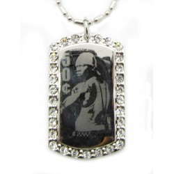 PLAYAZ Dog Tag "50 CENT BLING" Foto Gravur Kristall mit Kette