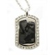 PLAYAZ Dog Tag "SCARFACE GUN BLING" Foto Gravur Kristall mit Kette