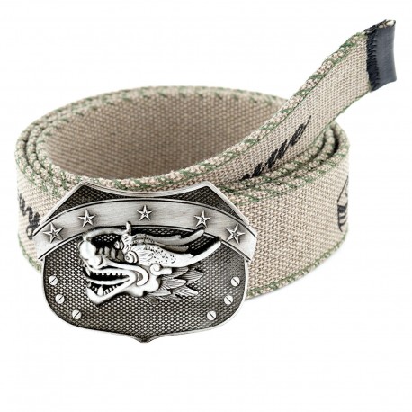 Stoffgürtel "5 Stars Dragon" Canvas Gürtel Silber